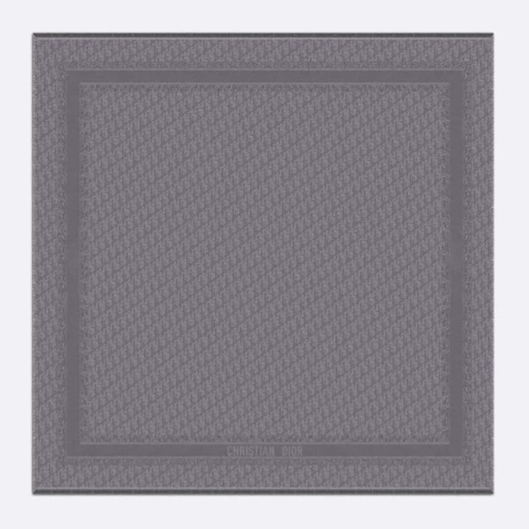 Dior Unisex Oblique Shawl Gray Silk Blend with Metallic Thread