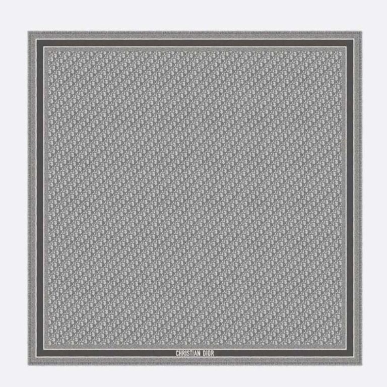Dior Unisex Oblique Shawl Gray Wool Silk and Cotton