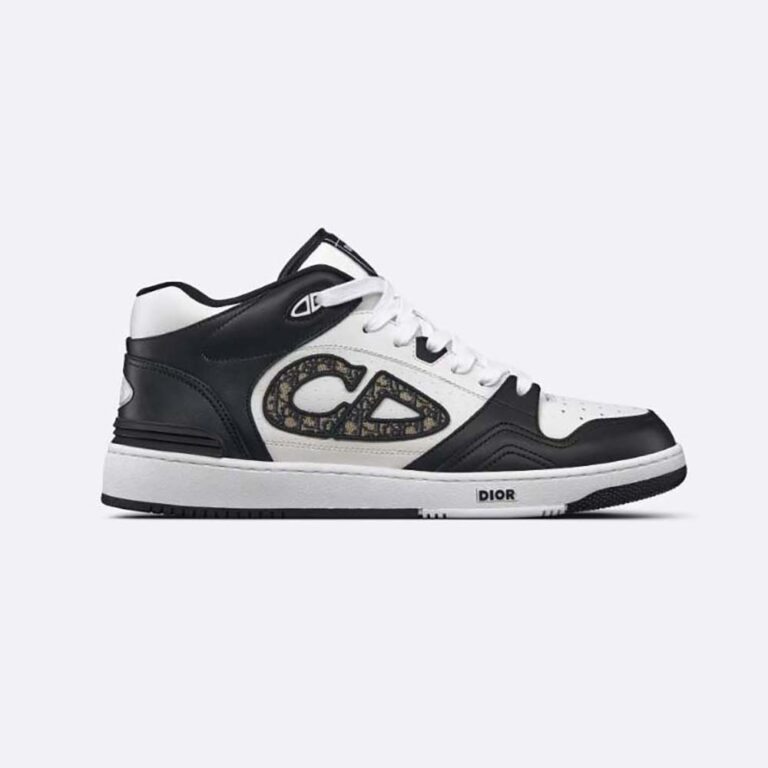 Dior Women B57 Mid-Top Sneaker Black and White Smooth Calfskin