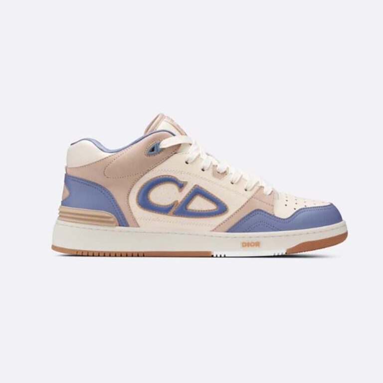 Dior Women B57 Mid-Top Sneaker Blue and Cream Smooth Calfskin and Beige Suede