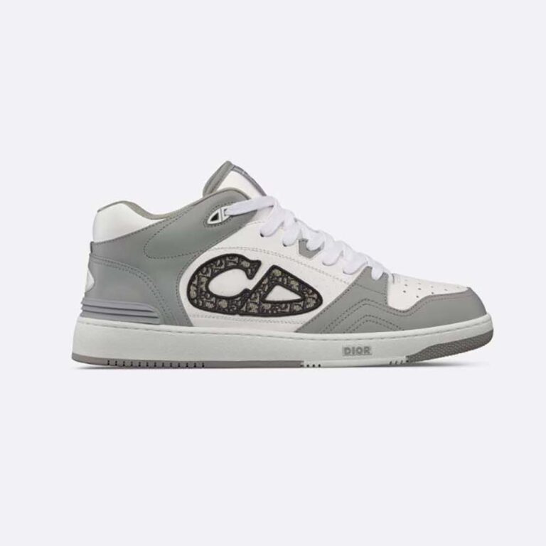 Dior Women B57 Mid-Top Sneaker Gray and White Smooth Calfskin