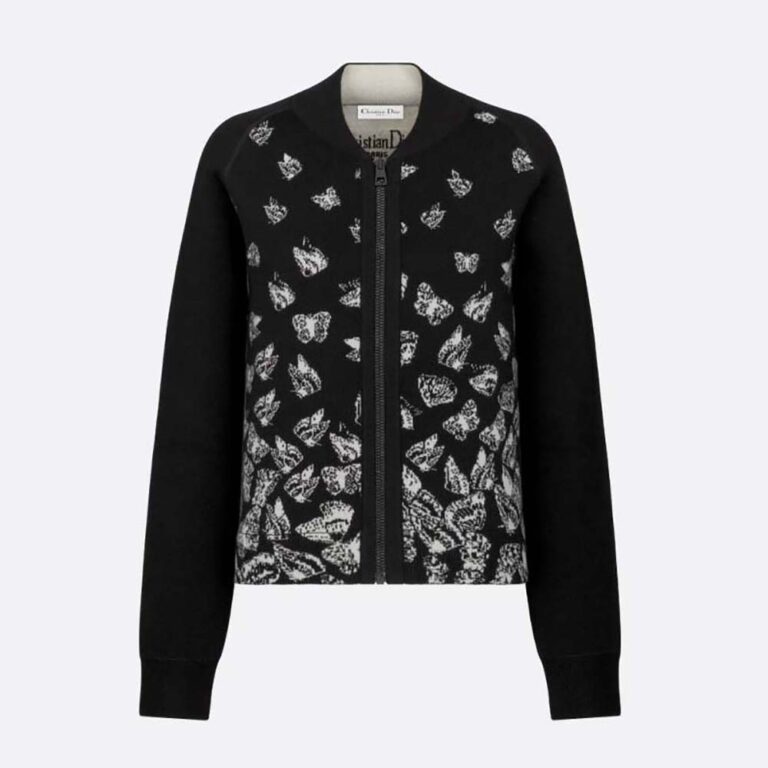 Dior Women Dioralps Reversible Bomber Jacket Black Technical Cashmere Knit