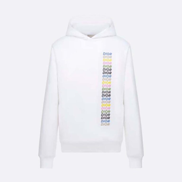 Dior Women Relaxed-fit Hooded Sweatshirt White Cotton Fleece