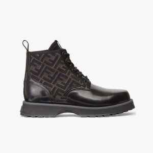 Fendi Men Biker Boots Black Leather Biker