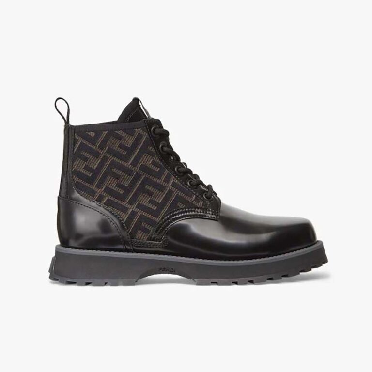 Fendi Men Biker Boots Black Leather Biker