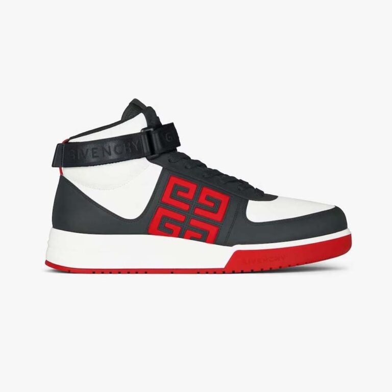 Givenchy Men G4 High Top Sneakers in Leather-Black/White/Red