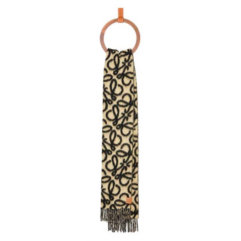 Loewe Unisex Anagram Scarf in Alpaca and Wool-Black