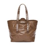 Loewe Unisex Fold Shopper in Paper Calfskin-Brown