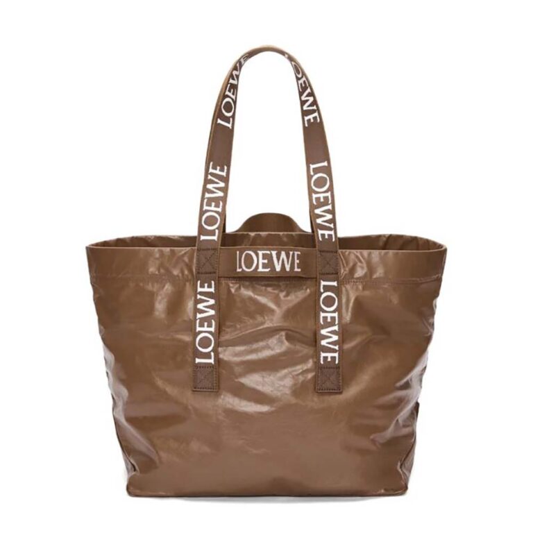 Loewe Unisex Fold Shopper in Paper Calfskin-Brown