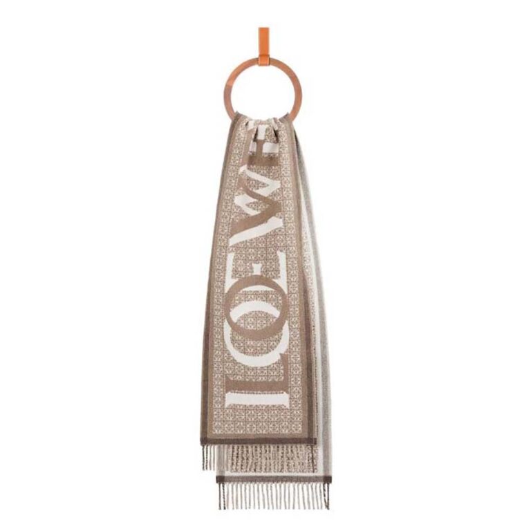 Loewe Unisex Love Scarf in Wool and Cashmere-White