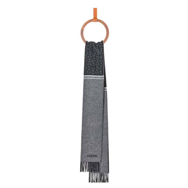 Loewe Unisex Scarf in Wool and Cashmere-Black