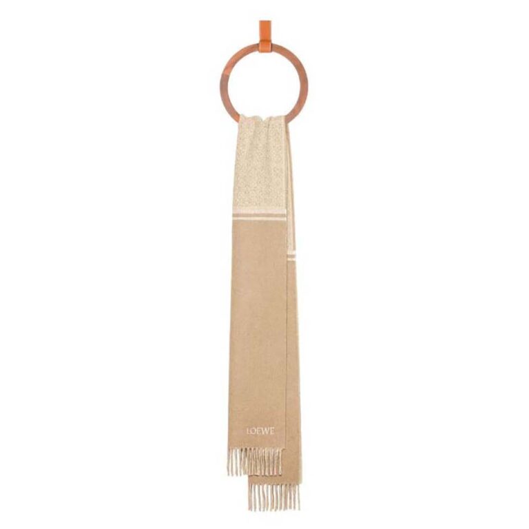 Loewe Unisex Scarf in Wool and Cashmere-Brown
