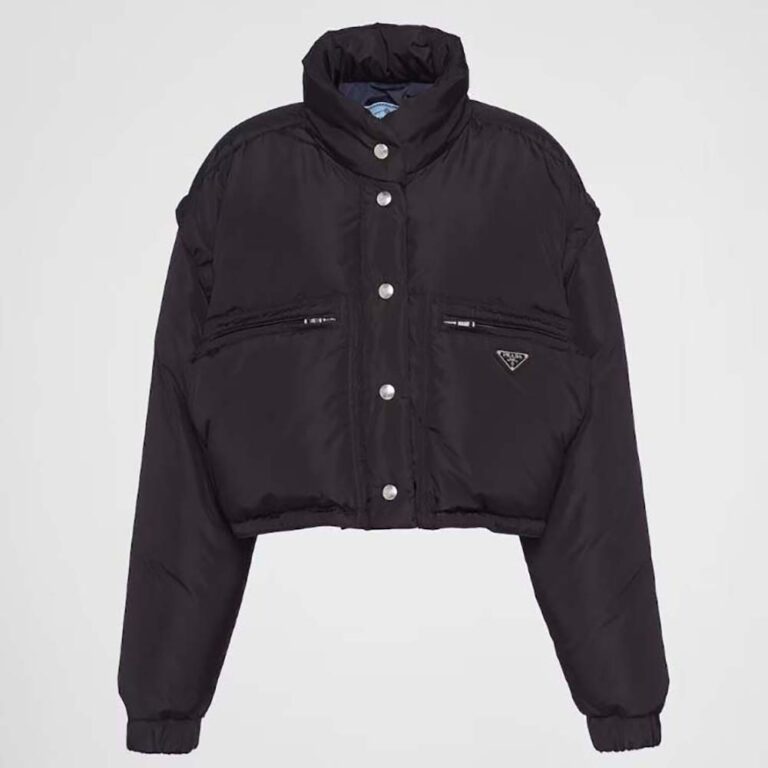 Prada Men Cropped Re-Nylon Down Jacket-Black