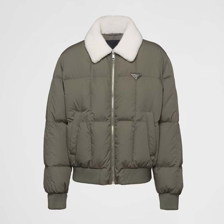 Prada Men Cropped Technical Cotton Down Jacket