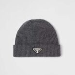 Prada Unisex Wool and Cashmere Beanie-Silver