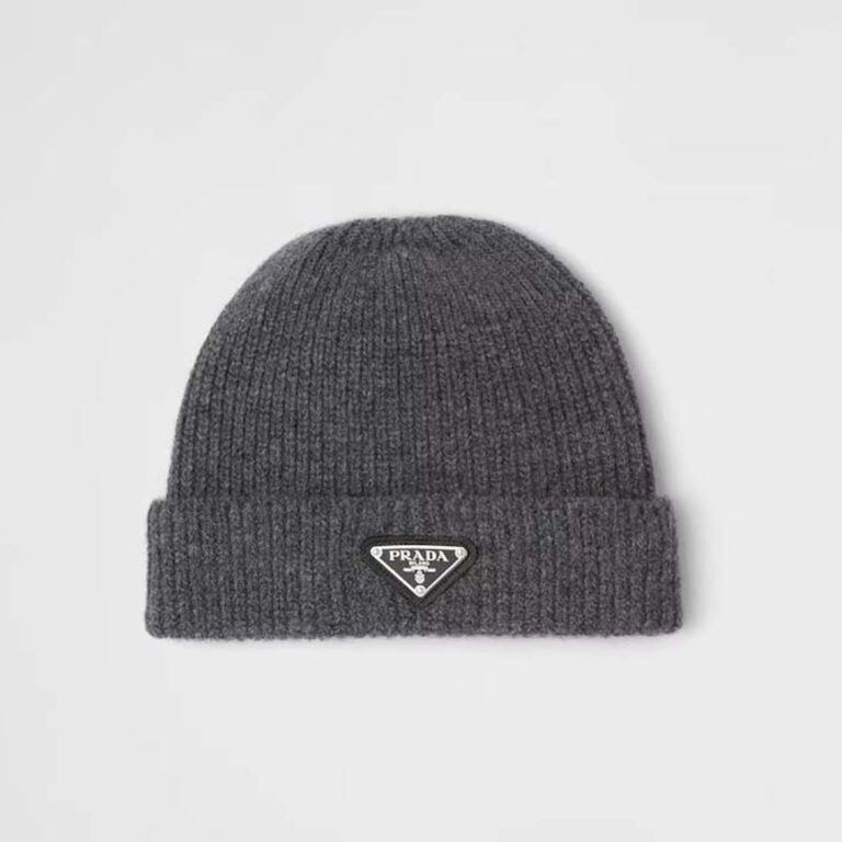 Prada Unisex Wool and Cashmere Beanie-Silver