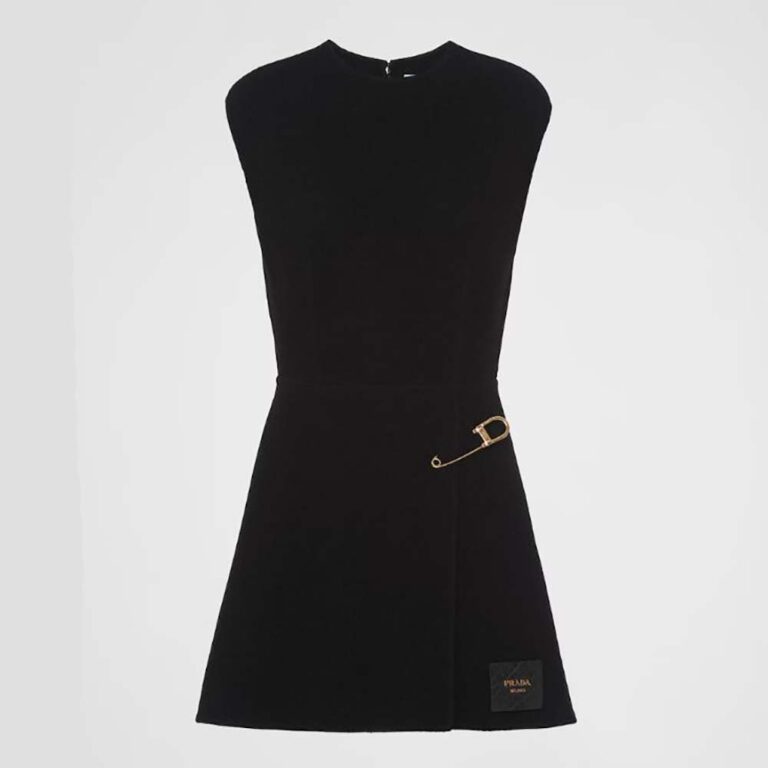 Prada Women Washed Twill Minidress with Safety Pin