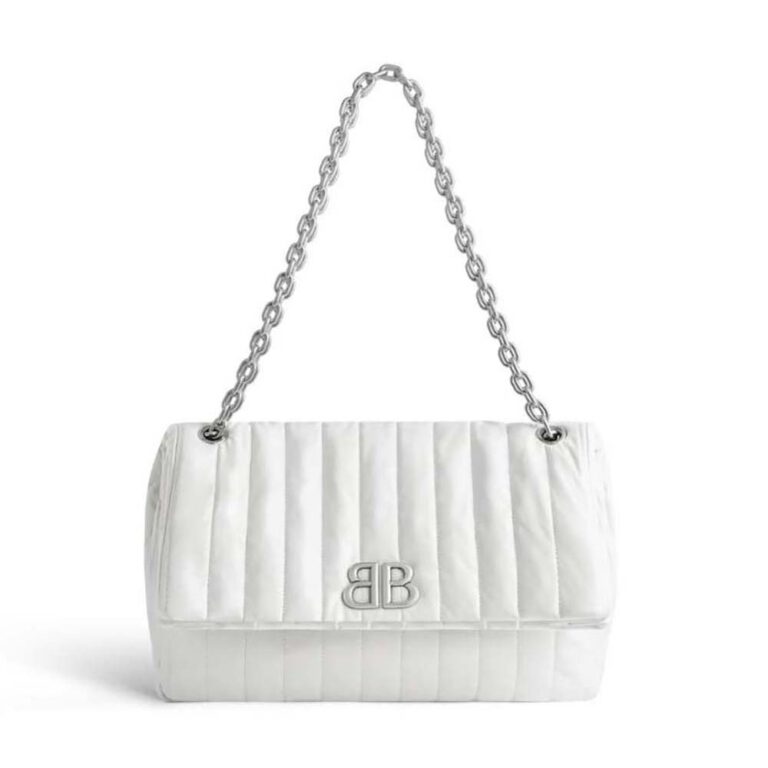 Balenciaga Women Monaco Medium Chain Bag Quilted in off White