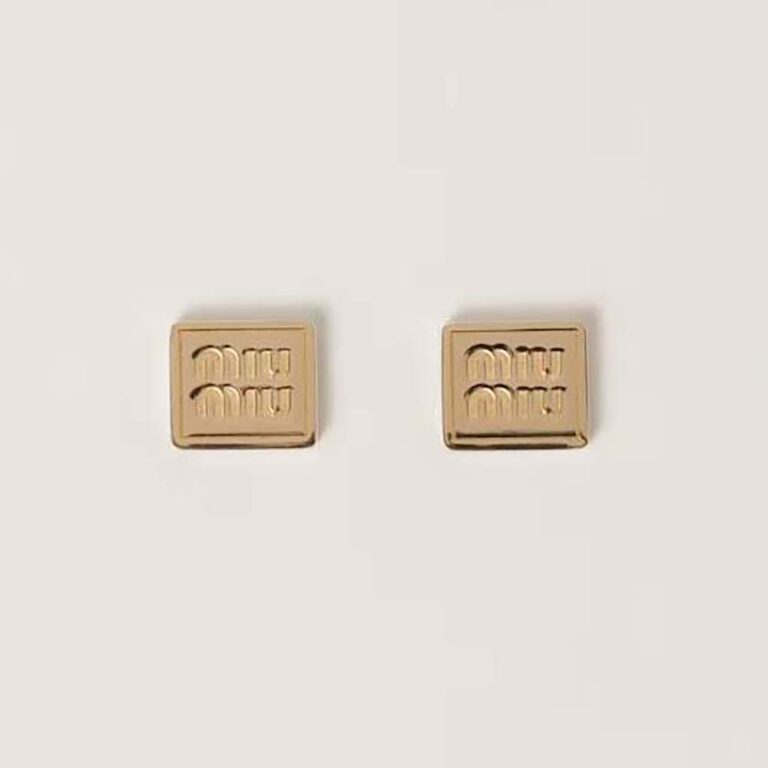 Miu Miu Women Metal Earrings with Engraved Logo