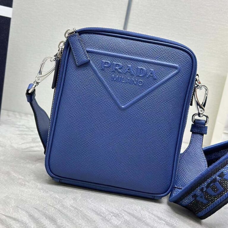 Prada Men Saffiano Leather Shoulder Bag-Navy