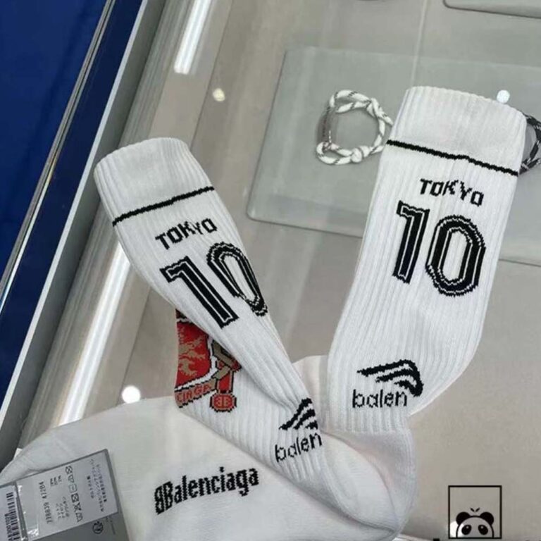 Balenciaga Unisex Tokyo Soccer Socks in White Cotton