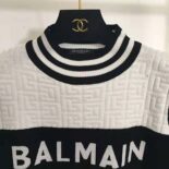 Balmain Women Monogrammed Bouclette Knit Top-BF1AB355KE95