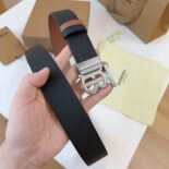 Burberry Men Reversible Leather TB Belt-Black 80432471