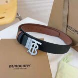 Burberry Men Reversible Leather TB Belt-Black 80432471