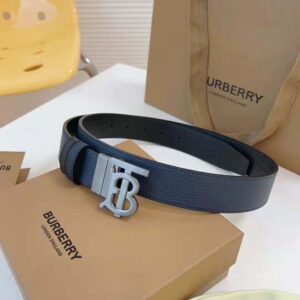 Burberry Men Reversible Leather TB Belt-Navy 80432461