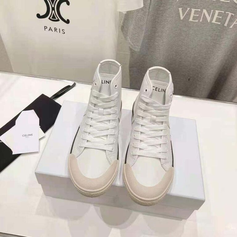Celine Unisex As-02 Mid Low Lace-up Celine Alan Sneakers with Triomphe Patch in Calfskin