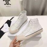 Celine Unisex As-02 Mid Low Lace-up Celine Alan Sneakers with Triomphe Patch in Calfskin