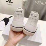 Celine Unisex As-02 Mid Low Lace-up Celine Alan Sneakers with Triomphe Patch in Calfskin