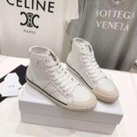 Celine Unisex As-02 Mid Low Lace-up Celine Alan Sneakers with Triomphe Patch in Calfskin