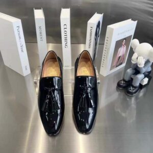 Christian Louboutin Men Dandelion Tassel Loafers Patent Calf Leather-Black
