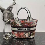 Dior Women Hat Basket Bag Natural Multicolor Albero della Vita Embroidery