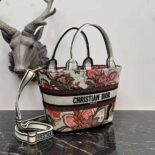 Dior Women Hat Basket Bag Natural Multicolor Albero della Vita Embroidery