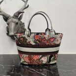 Dior Women Hat Basket Bag Natural Multicolor Albero della Vita Embroidery
