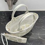 Dior Women Hat Basket Bag White and Gold-tone Gradient Butterflies Embroidery