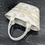 Dior Women Hat Basket Bag White and Gold-tone Gradient Butterflies Embroidery