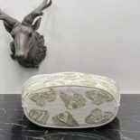 Dior Women Hat Basket Bag White and Gold-tone Gradient Butterflies Embroidery