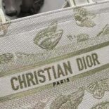 Dior Women Hat Basket Bag White and Gold-tone Gradient Butterflies Embroidery