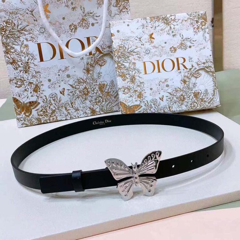 Dior Women Métamorphose Belt Black Ultrasmooth Calfskin 20 MM-Silver