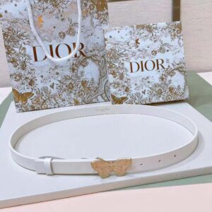 Dior Women Métamorphose Belt White Ultrasmooth Calfskin 20 MM-Gold