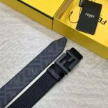 Fendi Men FF Belt Black Leather Reversible