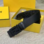 Fendi Men FF Belt Black Leather Reversible