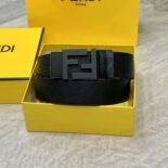 Fendi Men FF Belt Black Leather Reversible