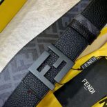 Fendi Men FF Belt Black Leather Reversible