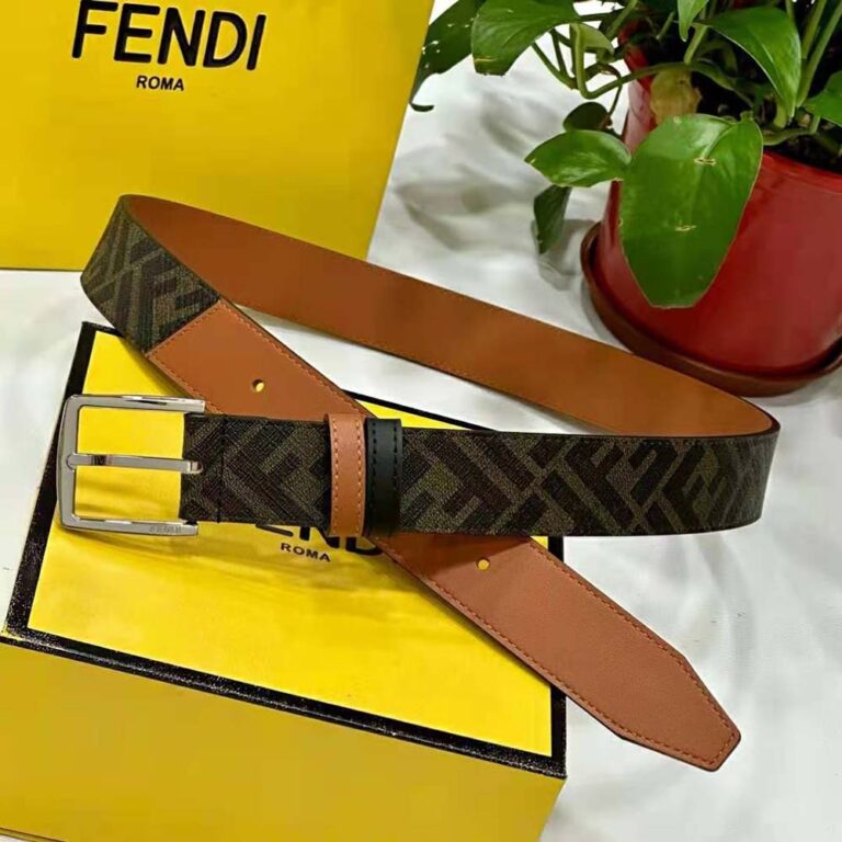 Fendi Men Fendi Diagonal Belt Beige Leather-7C0497A9XSF1EGA