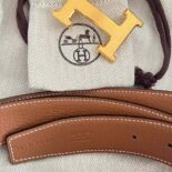 Hermes Men H Belt Buckle & Reversible Leather Strap 32 mm-Black