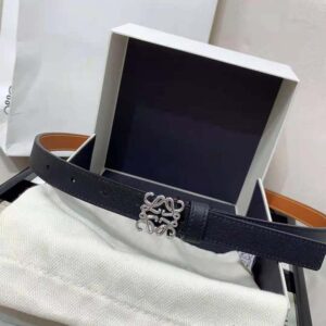 Loewe Women Anagram Belt in Pebble Grain Calfskin-Black E619Z15X03